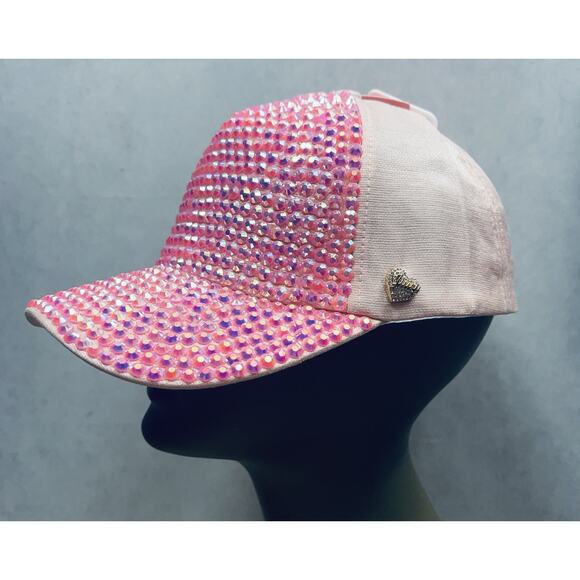Juicy Couture Rhinestones Heart Women Baseball Hat Cap Pink NWT - Picture 4 of 10